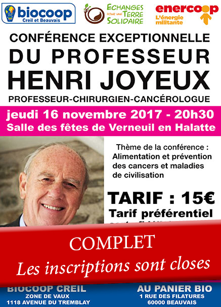 Conférence exceptionnelle du Pr Henri JOYEUX Conférence exceptionnelle du Pr Henri JOYEUX