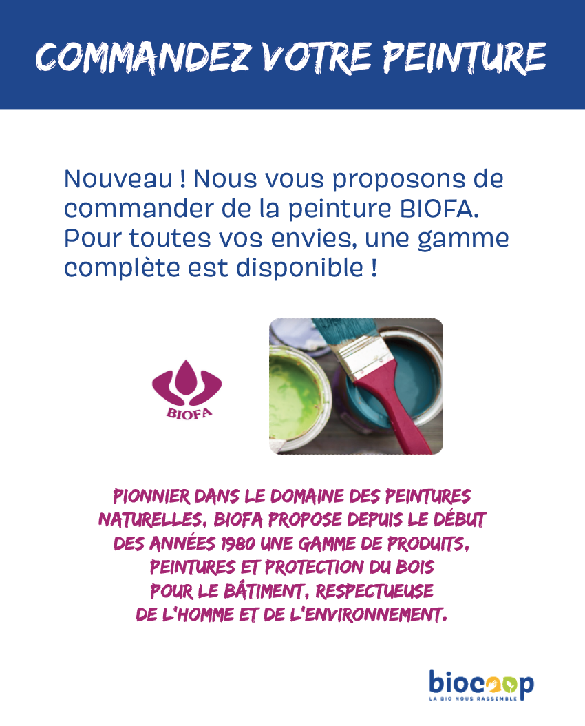 Nouveau ! Commandez votre peinture BIOFA en magasin Nouveau ! Commandez votre peinture BIOFA en magasin